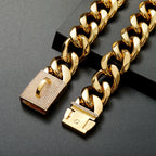 19mm Thick Medium-to-large Dog Collar Gold Color