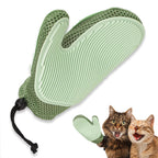 Mollypaws 2 in 1 Pet Fur Glove & Cat Hair Remover Glove Dog Grooming Glove Brush for Shedding Massage Efficient Pet Hair Remover Mitt for Couch Carpet [Green/Single]