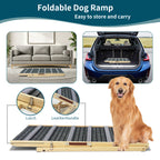 Adjustable Solid Wood Dog Ramp with 6 Height Settings and Non-Slip