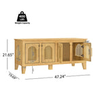Rattan Wooden Dog Crate Cabinet with Storage – Indoor Rubber Wood Pet