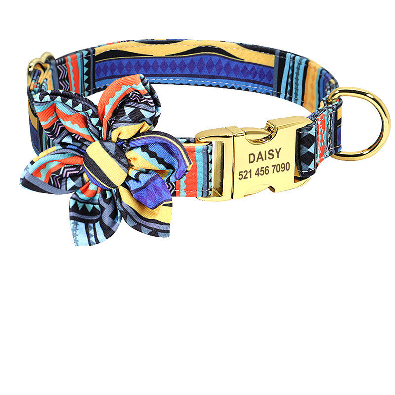 PawPrints™ – Personalized Dog Collar with Removable Flower