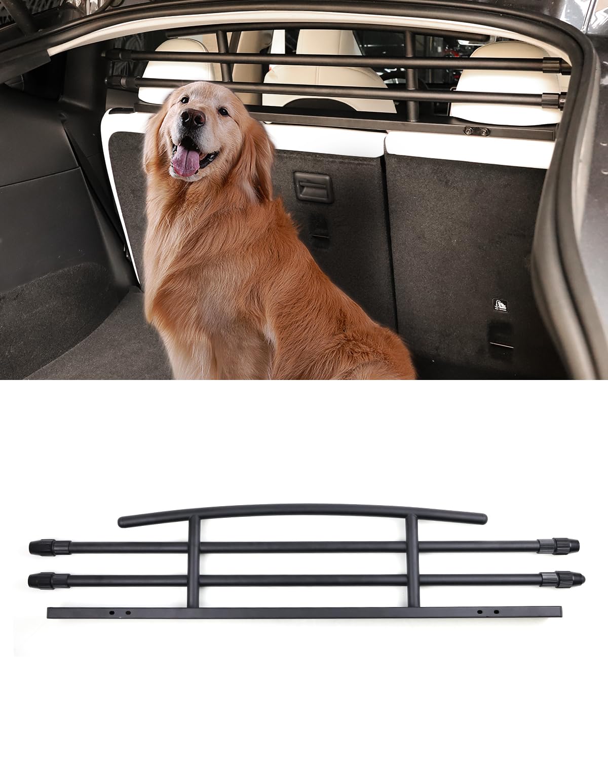 Model y Dog Barrier Dog Car Barrier Car Pet Barrier Compatible with Tesla Model Y Adjustable Large Pet Protective Barrier Anti-bite Heavy-Duty Metal Stainless Steel for Dog Travel Accessories