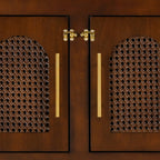 Rattan Wooden Dog Crate Cabinet with Storage – Indoor Rubber Wood Pet