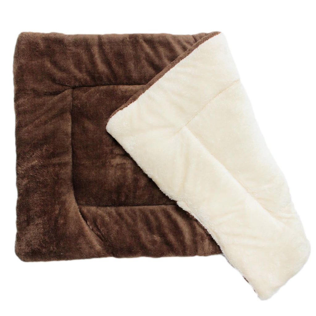 Downtown Pet Supply - Dog Crate Mat - Comfort Dog Bed or Cat Bed - Soft Fleece Nap Mat - Easy Maintenance Machine Washable Dog Bed - Brown/Oatmeal - 35 in x 22 in - Large Dog Bed