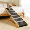Adjustable Solid Wood Dog Ramp with 6 Height Settings and Non-Slip