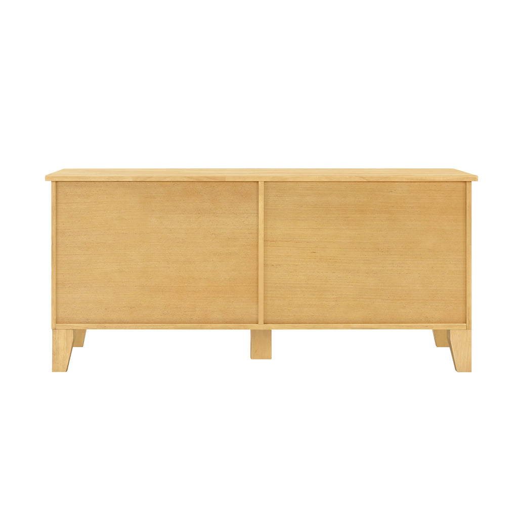 Rattan Wooden Dog Crate Cabinet with Storage – Indoor Rubber Wood Pet