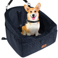 Vivifying Dog Car Seat for Small & Medium Dogs Detachable & Washable Booster Seat for Pets Up to 30lbs Travel Bed with Storage Pockets and Safety Belt – Black
