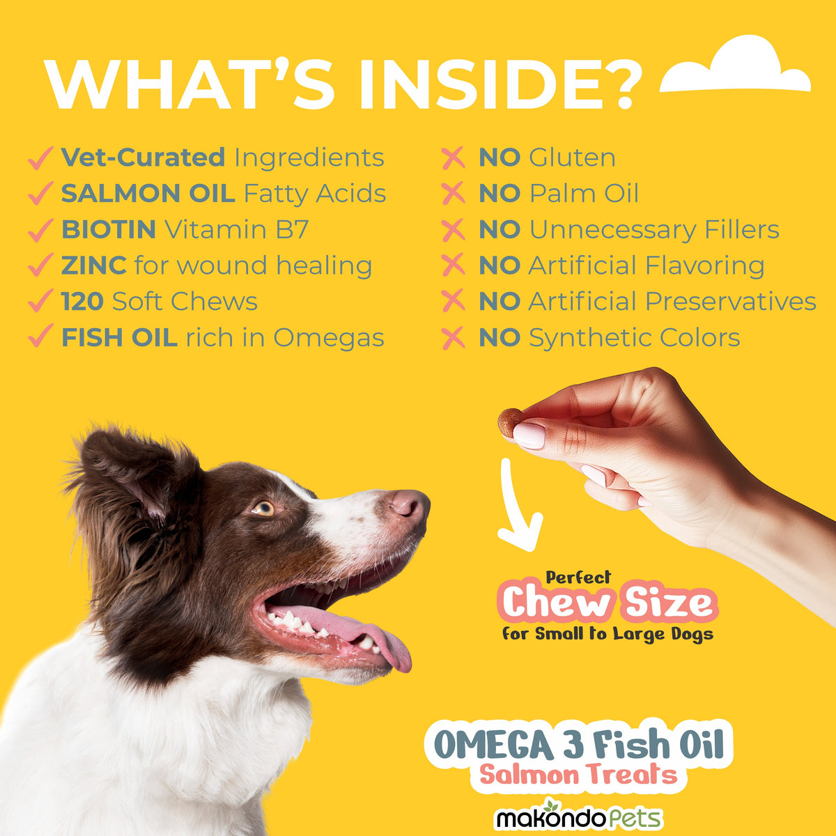 Omega 3 for Dogs | Salmon Oil | 120 Soft Chews