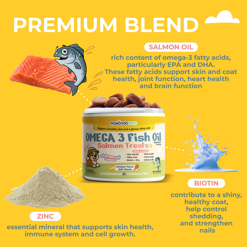 Omega 3 for Dogs | Salmon Oil | 120 Soft Chews