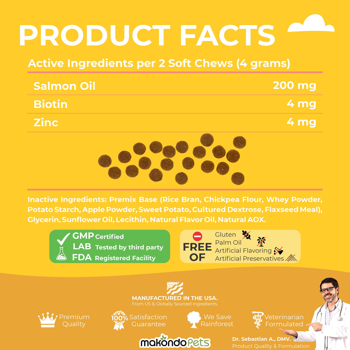 Omega 3 for Dogs | Salmon Oil | 120 Soft Chews