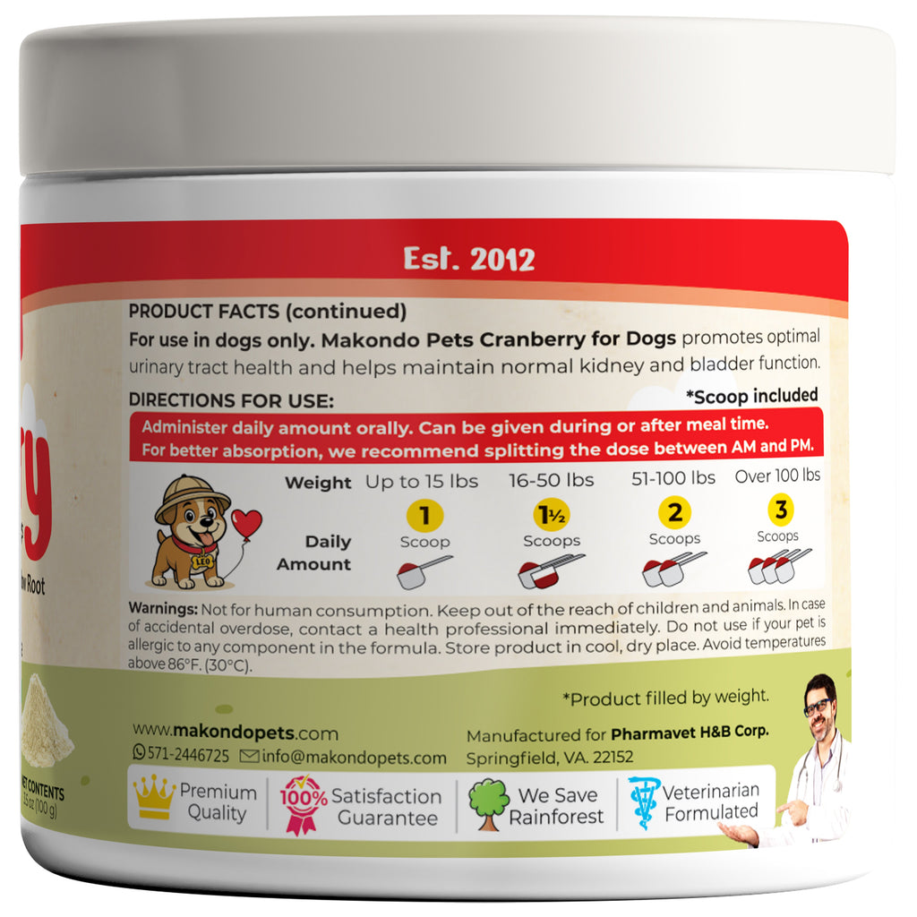 Cranberry for Dogs | Urinary Tract Support | 173 Scoops