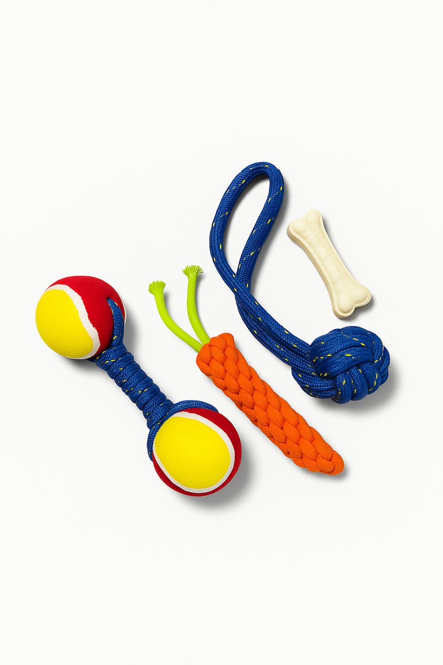 "5-in-1 Dog Toy Set – Durable Rope, Tennis Ball & Chew Toys for