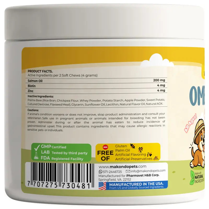 Omega 3 for Dogs | Salmon Oil | 120 Soft Chews